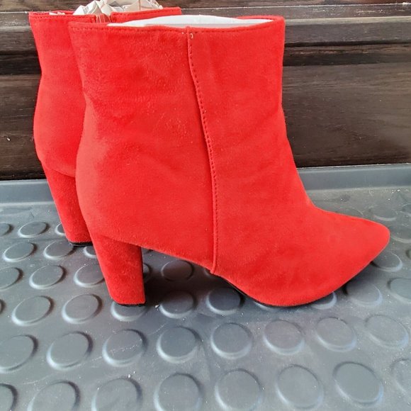 Dream Pairs Sianna-1 Chunky High Heel Ankle Booties Red Size 10 - Picture 6 of 8